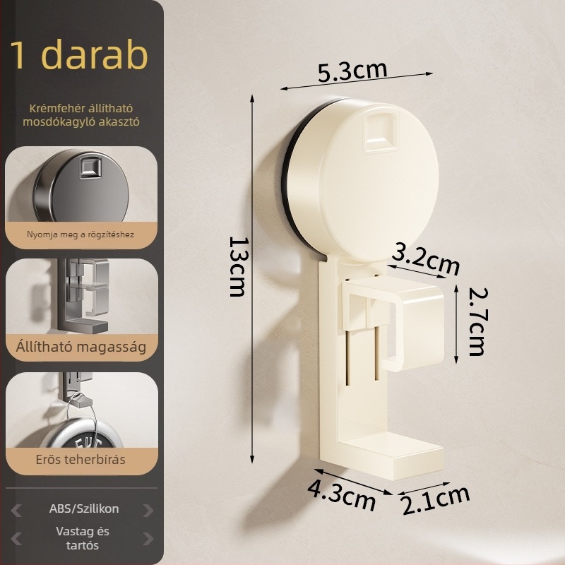 Tapadókorongos mosdópolc a fürdőszobába, 5 kg teherbírás, egy szint