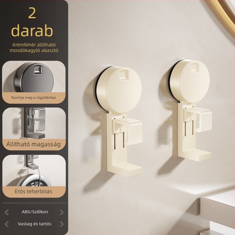 Tapadókorongos mosdópolc a fürdőszobába, 5 kg teherbírás, egy szint