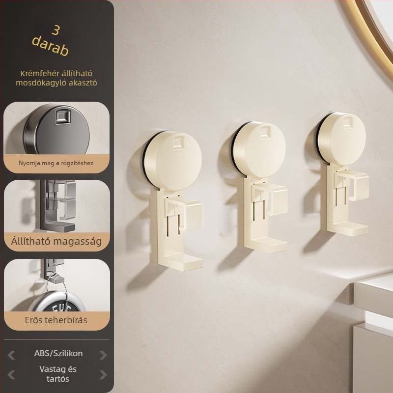 Tapadókorongos mosdópolc a fürdőszobába, 5 kg teherbírás, egy szint