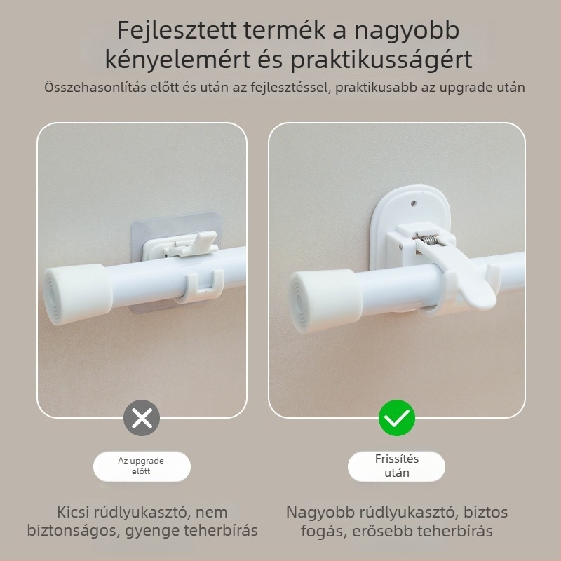 Lyukasztás nélküli függönyrúdszög teleszkópos karral – ABS, japán stílusú, egyetlen horoggal