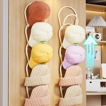 Vas kalapakasztó — Modern minimalist gardrób rendező több mint három akasztóval, ajtóhoz rögzíthető, teherbírás 0–1 kg