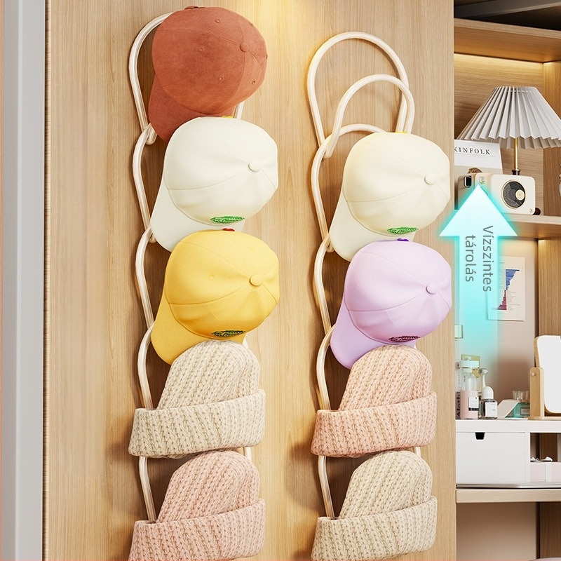 Vas kalapakasztó — Modern minimalist gardrób rendező több mint három akasztóval, ajtóhoz rögzíthető, teherbírás 0–1 kg