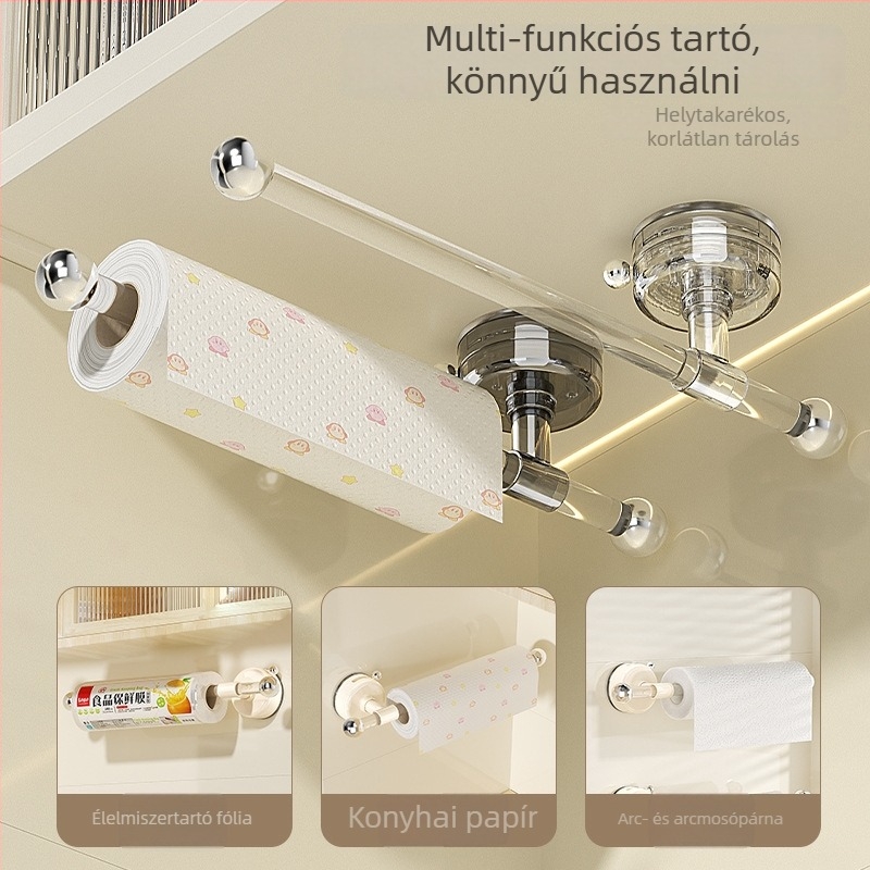 Műanyag papírzsebkendő tartó szívókorongos rögzítéssel, falra szerelhető, teherbírás 3 kg, fürdőszoba, konyha és nappali számára