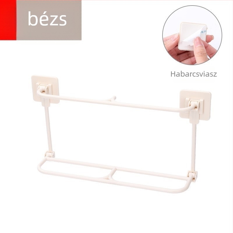 Kétszintes falra szerelhető összecsukható papucsállvány, fúrás nélküli szívó rögzítéssel, műanyag, fürdőszoba és hálószoba tárolásához