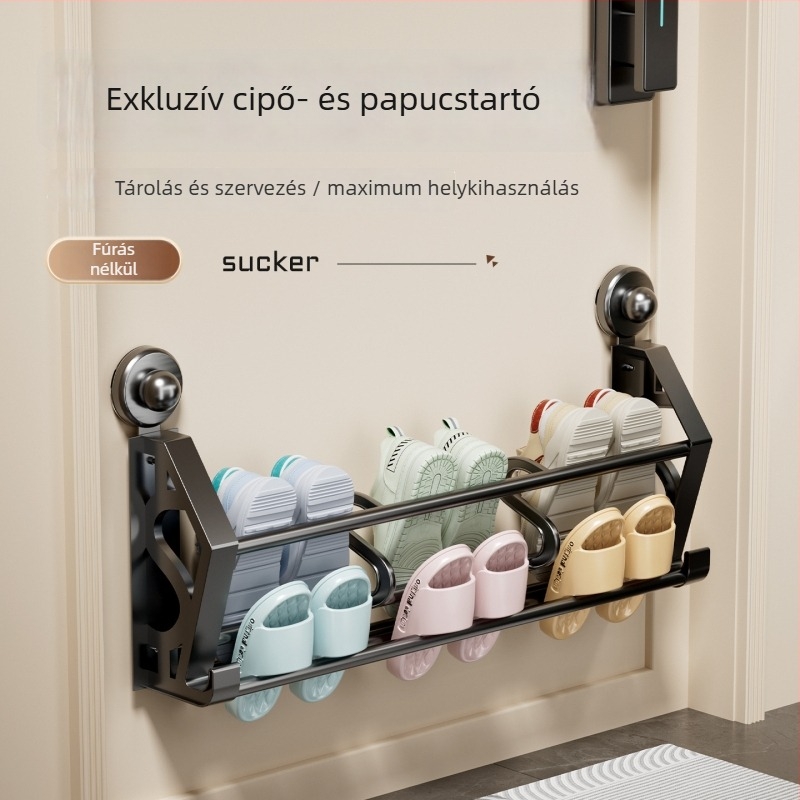 Vákuumos cipőfalra szerelhető tároló, 2 szint, műanyag, fúrás nélkül