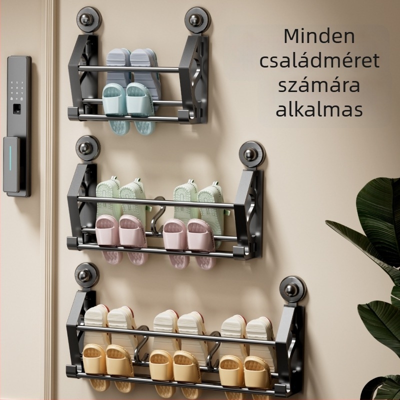Vákuumos cipőfalra szerelhető tároló, 2 szint, műanyag, fúrás nélkül