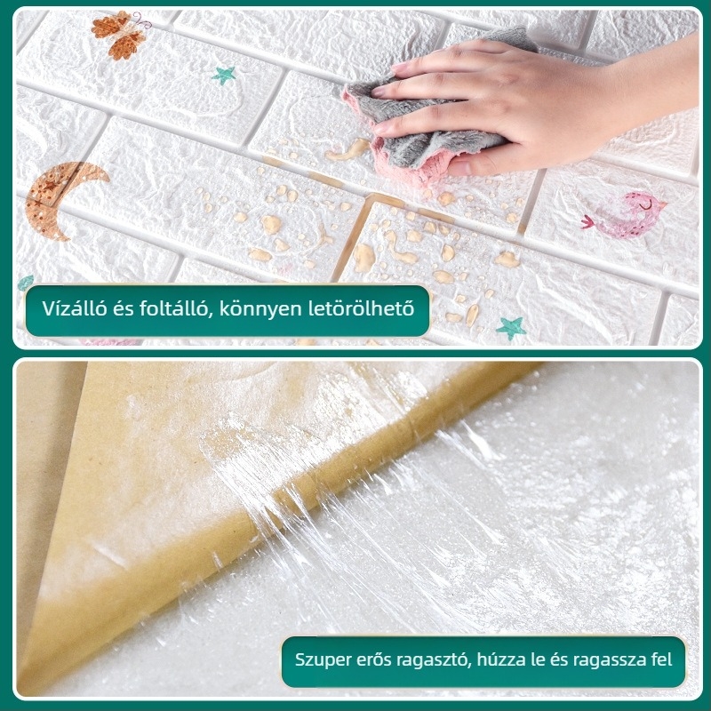 3D habos tapéta téglás mintával, folyamatos tekercs, szélesség 50 cm - dekoratív falikép nappali, hálószoba vagy dolgozószoba számára