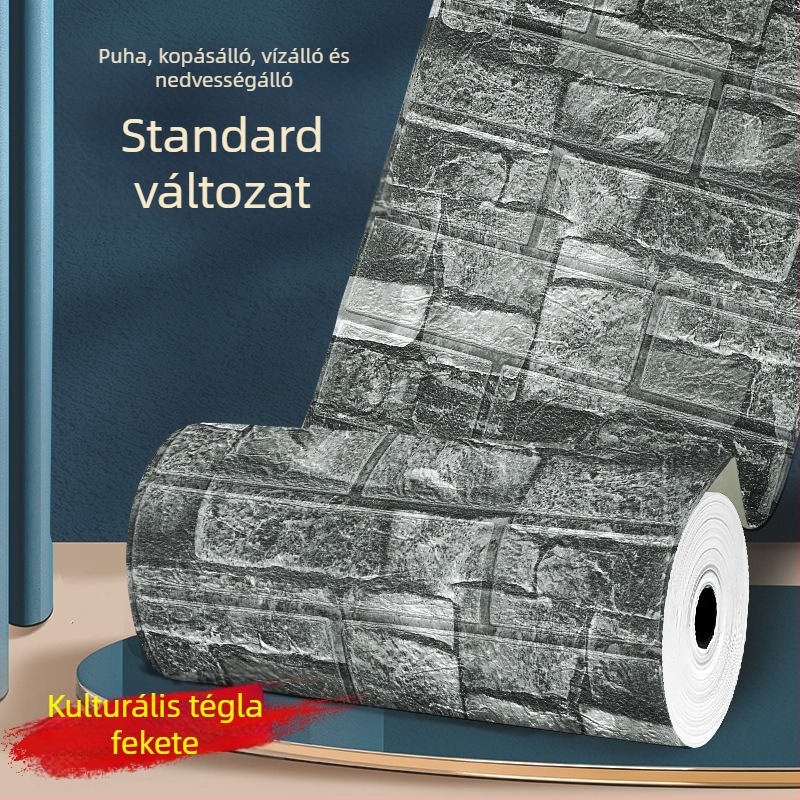3D habos tapéta téglás mintával, folyamatos tekercs, szélesség 50 cm - dekoratív falikép nappali, hálószoba vagy dolgozószoba számára