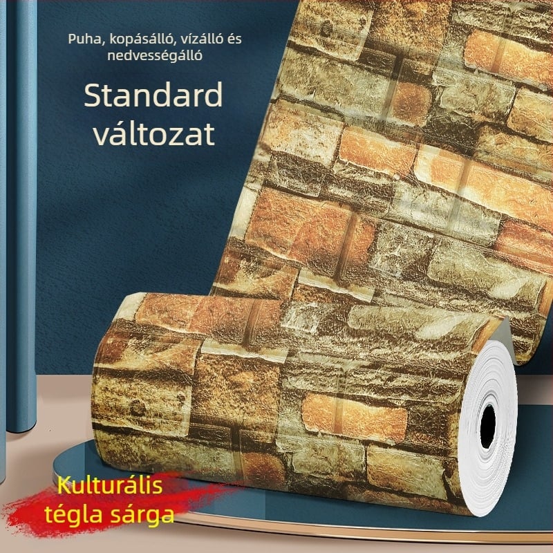 3D habos tapéta téglás mintával, folyamatos tekercs, szélesség 50 cm - dekoratív falikép nappali, hálószoba vagy dolgozószoba számára