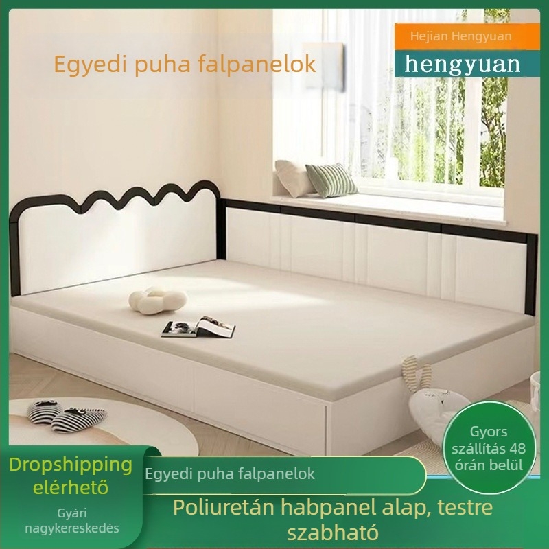 Ágyvégi védő puha borítással, ütésálló kialakítás, öntapadó fejvég faliképekkel; letisztult és modern stílus; egyszínű mintázat