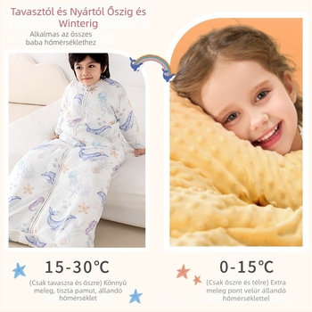 Minden évszakos gyerek alvózsák, őszi–téli vastag kivitel, a növő gyerekek számára, rugdalás elleni takaró