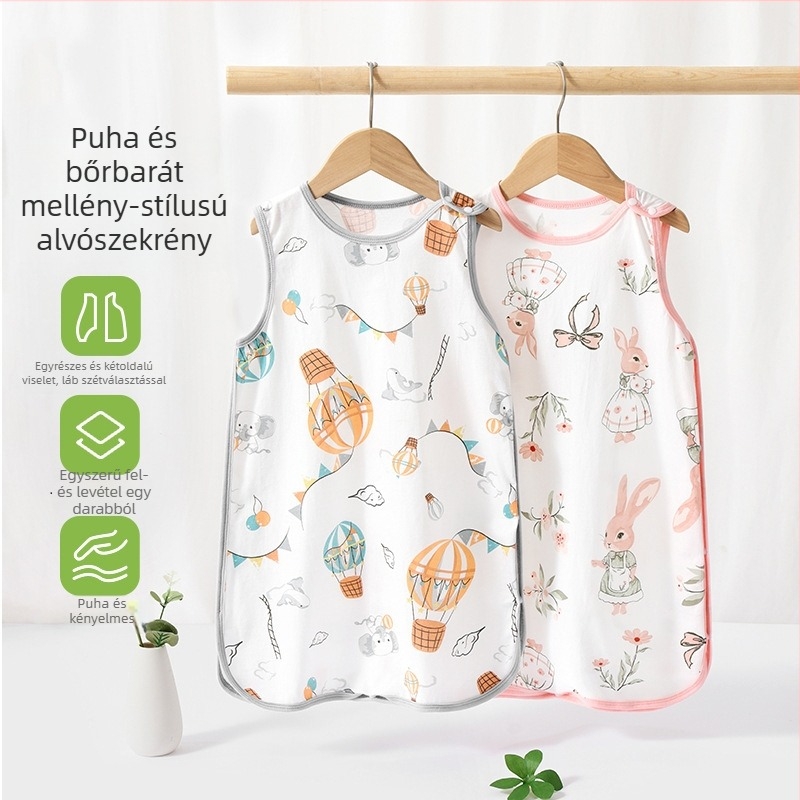 Baba alvózsák mellény-stílusban – külső és bélés 100% pamut, töltet pamut, vékony, nylon cipzár, nedvesség-elvezetés, nyár–tavasz–ősz idejére, újszülött 0–1 év