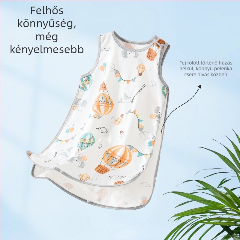 Baba alvózsák mellény-stílusban – külső és bélés 100% pamut, töltet pamut, vékony, nylon cipzár, nedvesség-elvezetés, nyár–tavasz–ősz idejére, újszülött 0–1 év
