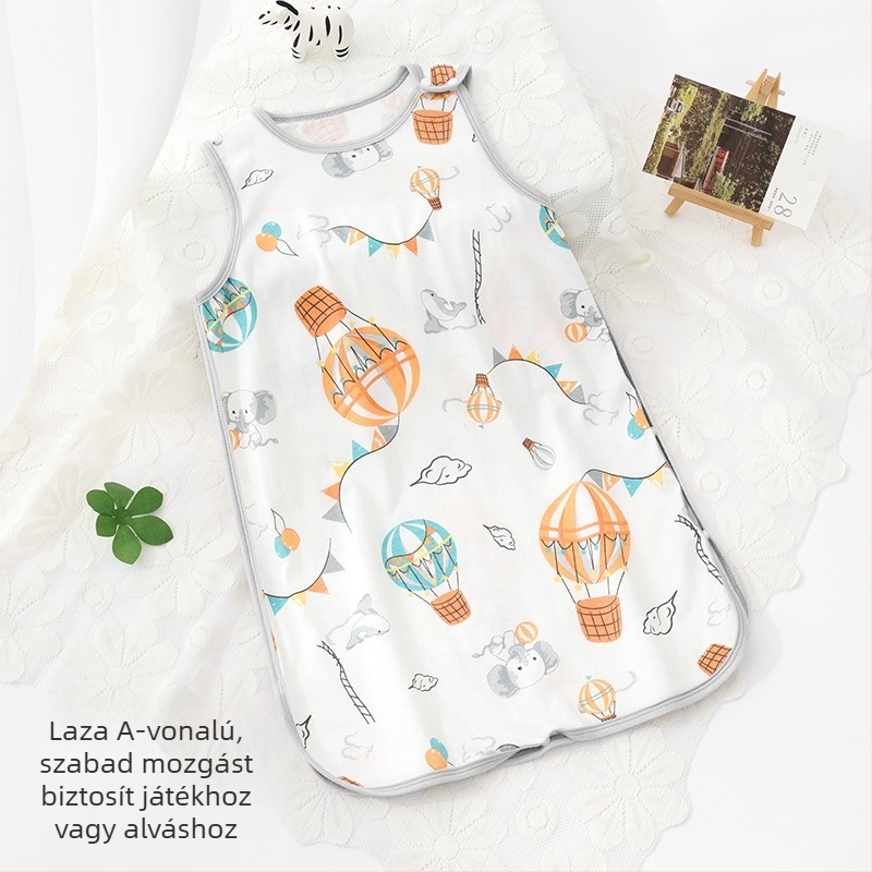 Baba alvózsák mellény-stílusban – külső és bélés 100% pamut, töltet pamut, vékony, nylon cipzár, nedvesség-elvezetés, nyár–tavasz–ősz idejére, újszülött 0–1 év