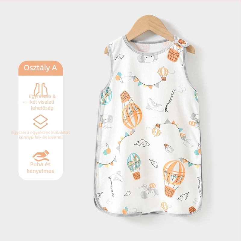 Baba alvózsák mellény-stílusban – külső és bélés 100% pamut, töltet pamut, vékony, nylon cipzár, nedvesség-elvezetés, nyár–tavasz–ősz idejére, újszülött 0–1 év