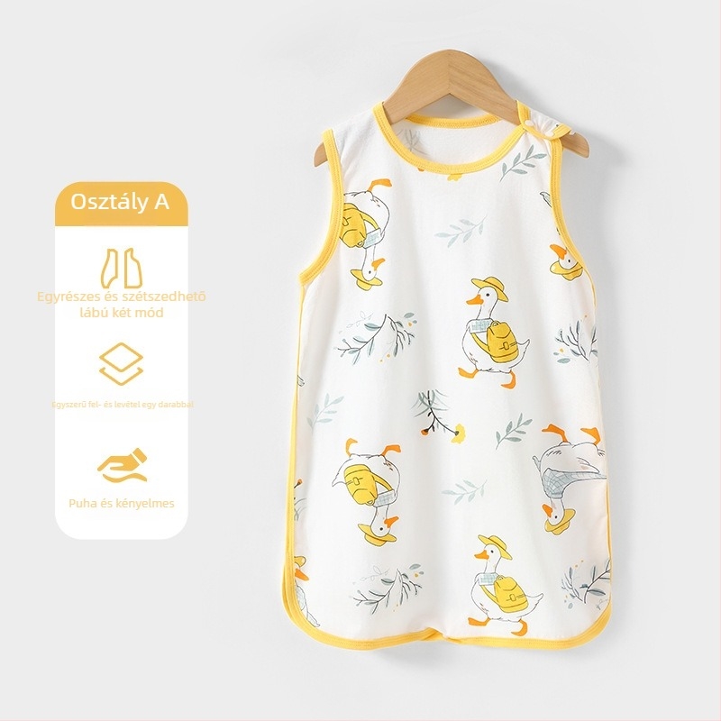 Baba alvózsák mellény-stílusban – külső és bélés 100% pamut, töltet pamut, vékony, nylon cipzár, nedvesség-elvezetés, nyár–tavasz–ősz idejére, újszülött 0–1 év