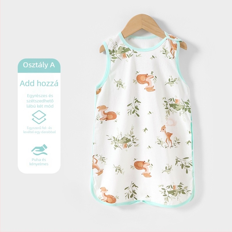 Baba alvózsák mellény-stílusban – külső és bélés 100% pamut, töltet pamut, vékony, nylon cipzár, nedvesség-elvezetés, nyár–tavasz–ősz idejére, újszülött 0–1 év