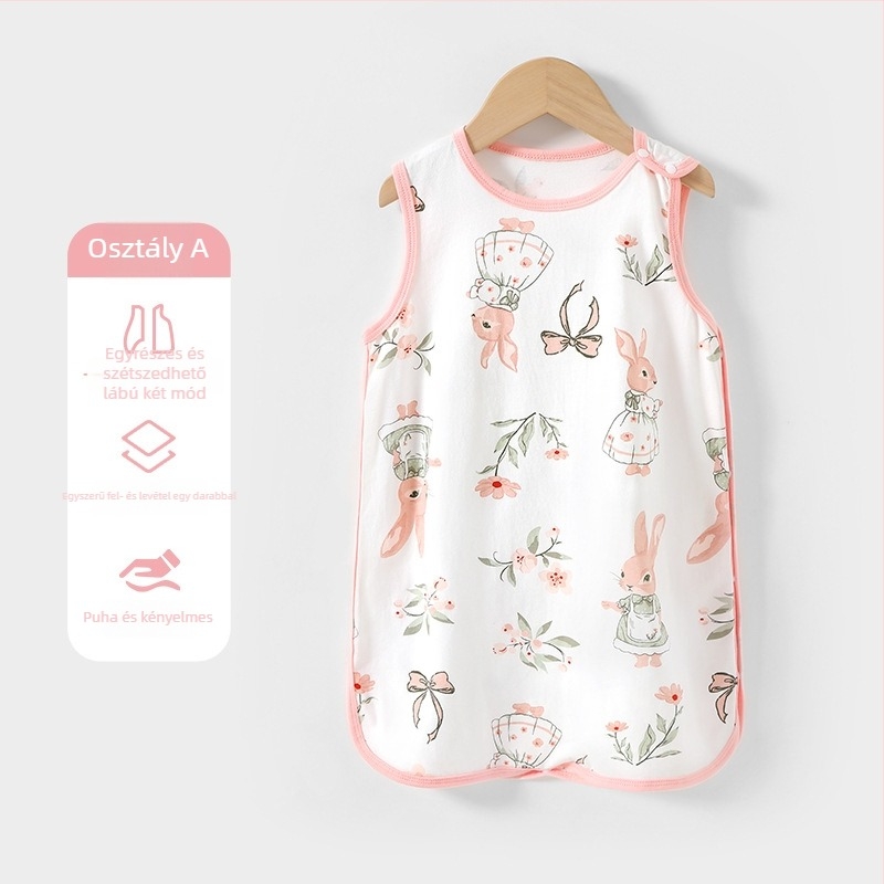 Baba alvózsák mellény-stílusban – külső és bélés 100% pamut, töltet pamut, vékony, nylon cipzár, nedvesség-elvezetés, nyár–tavasz–ősz idejére, újszülött 0–1 év