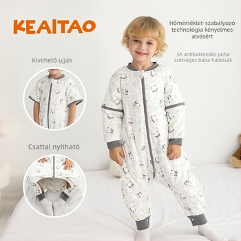 Gyerekeknek alvózsák állandó hőmérséklettel, pamutanyag (95%+), pamut bélés, rajzfilm mintázat, levehető ujjak, vastag kivitel