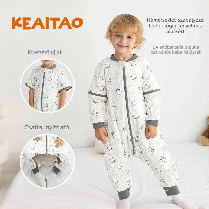 Gyerekeknek alvózsák állandó hőmérséklettel, pamutanyag (95%+), pamut bélés, rajzfilm mintázat, levehető ujjak, vastag kivitel