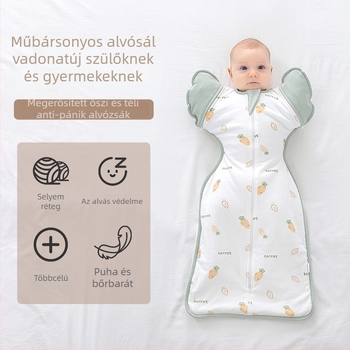 Újszülött hálózsák, cocoon stílus, pamut anyag, selyem töltet, 0–1 éveseknek