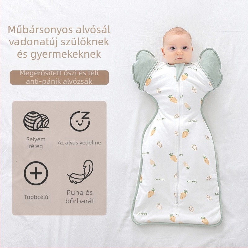 Újszülött hálózsák, cocoon stílus, pamut anyag, selyem töltet, 0–1 éveseknek
