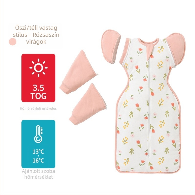 Újszülött hálózsák, cocoon stílus, pamut anyag, selyem töltet, 0–1 éveseknek