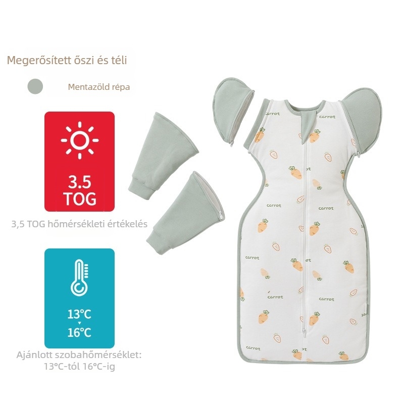 Újszülött hálózsák, cocoon stílus, pamut anyag, selyem töltet, 0–1 éveseknek