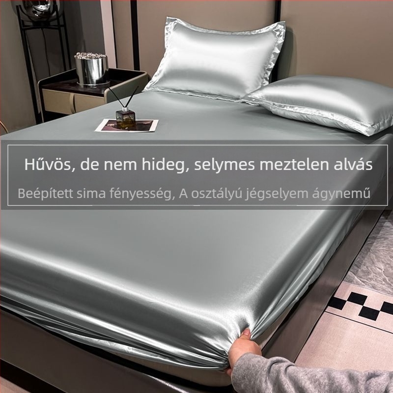 Ice silk ágynemű készlet, jacquard szövés, viszkóz rost, modern minimalist stílus, gépi mosás