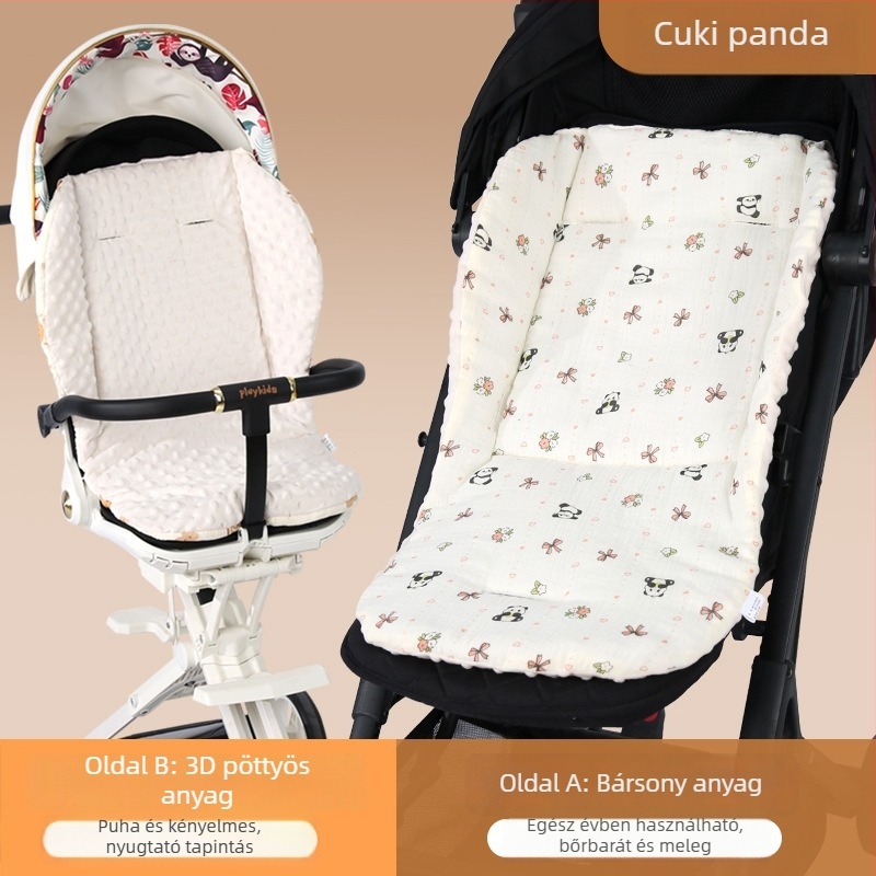 Pamut babakocsi alátét - előoldal Crepe pamut, hátoldal puha anyag; 0-3 éveseknek