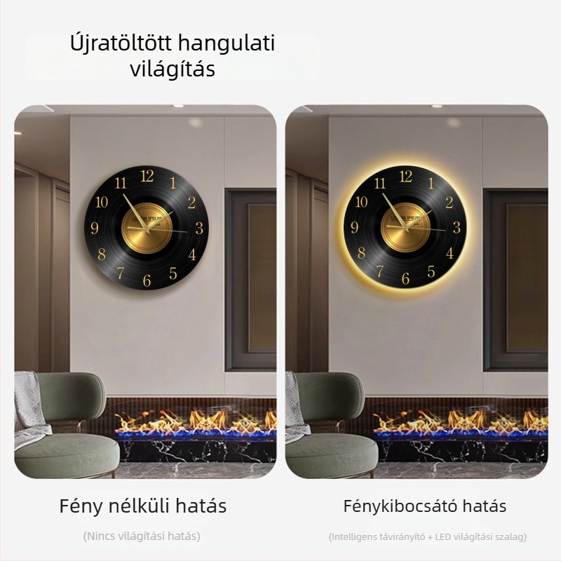 Retro bakelit lemez falióra, 2026-os modell nappaliba, csendes működés, kreatív, magas minőségű dizájn