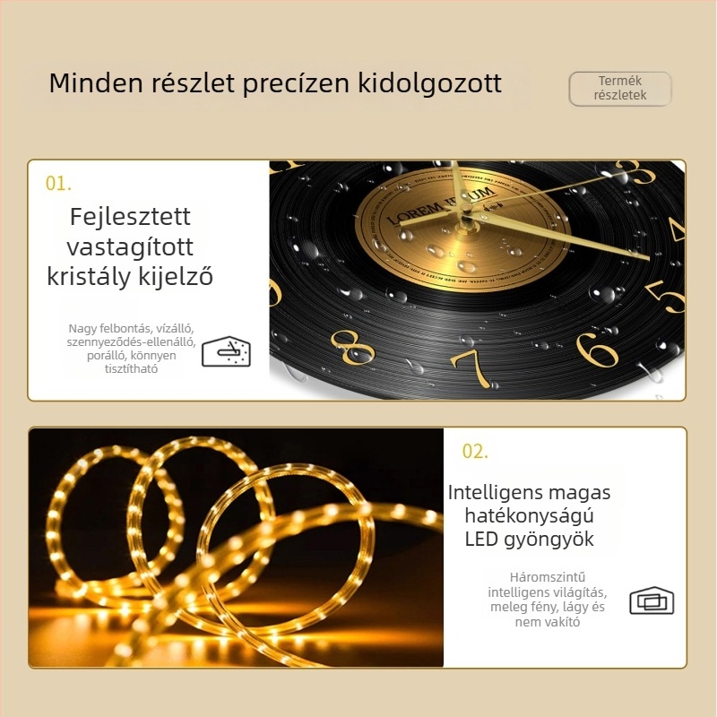 Retro bakelit lemez falióra, 2026-os modell nappaliba, csendes működés, kreatív, magas minőségű dizájn
