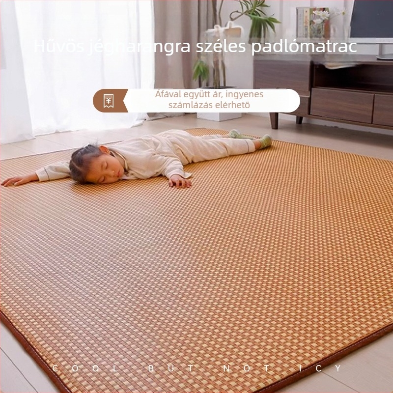 Rattan matrac kúszópad – négyzetes alak, kockás minta, poliészter rost, gépi szövés, mosható