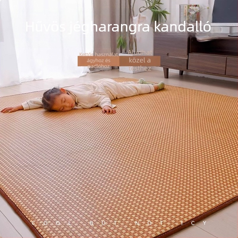 Rattan matrac kúszópad – négyzetes alak, kockás minta, poliészter rost, gépi szövés, mosható