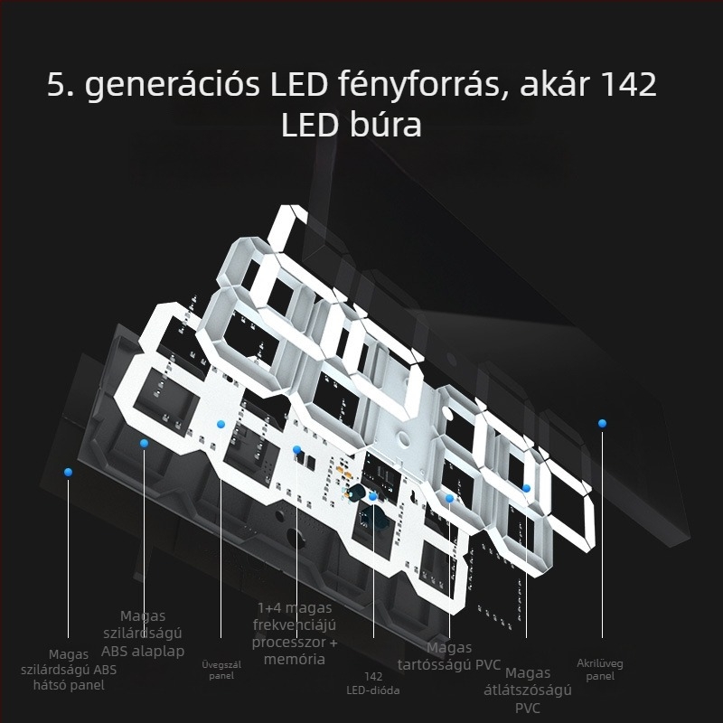 LED digitális falióra, téglalap alakú, hőmérő, naptár és ébresztő
