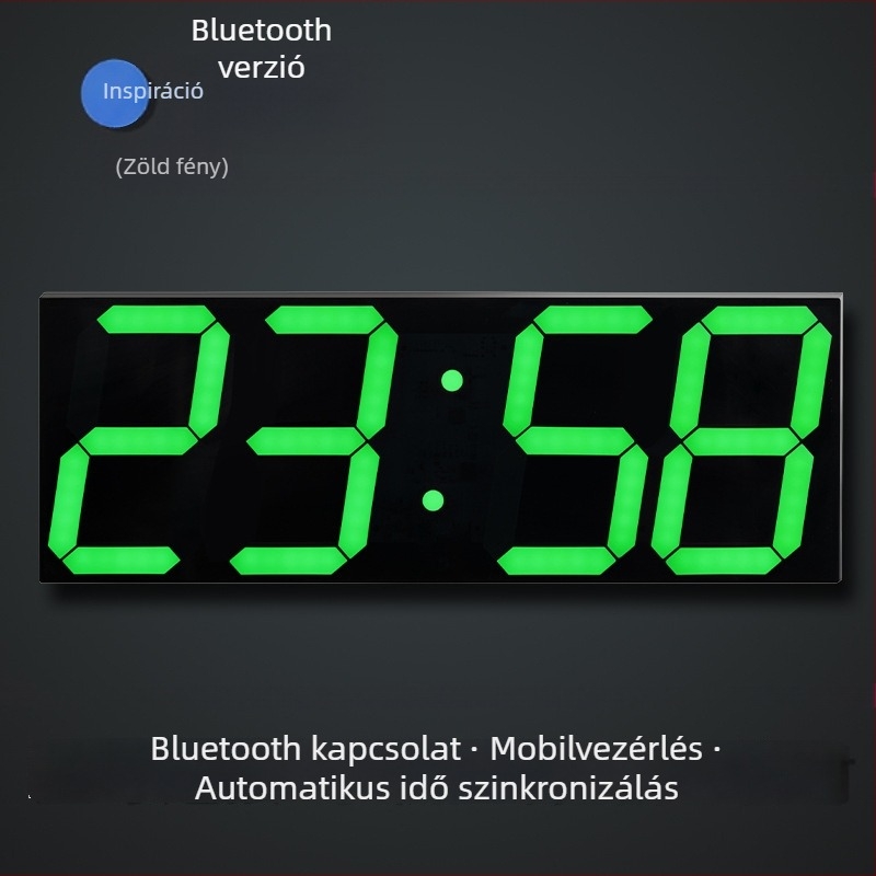 LED digitális falióra, téglalap alakú, hőmérő, naptár és ébresztő