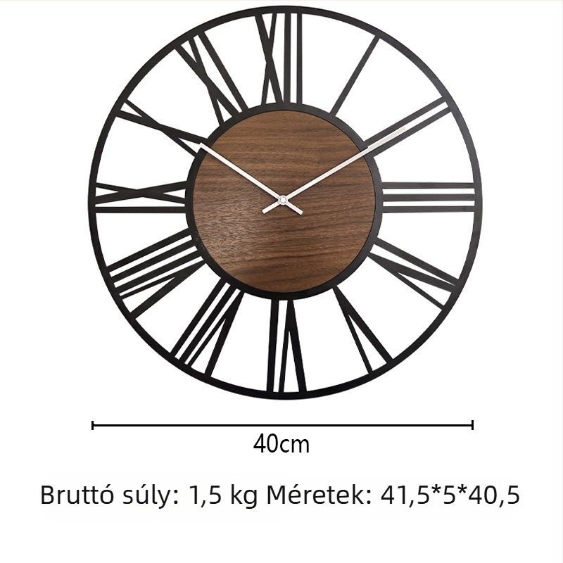 Fali óra YX8936, sima másodpercmozgás, kör alakú fémdial, elemről működik, Sun mozgás modell 12888