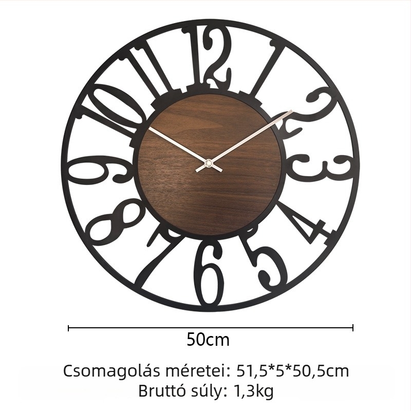 Fali óra YX8936, sima másodpercmozgás, kör alakú fémdial, elemről működik, Sun mozgás modell 12888