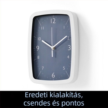Fali óra MX613BL-6168S — téglalap alakú, sweep másodperces mozgás, fém ház, bevont papíralapú számlap, elemről működik