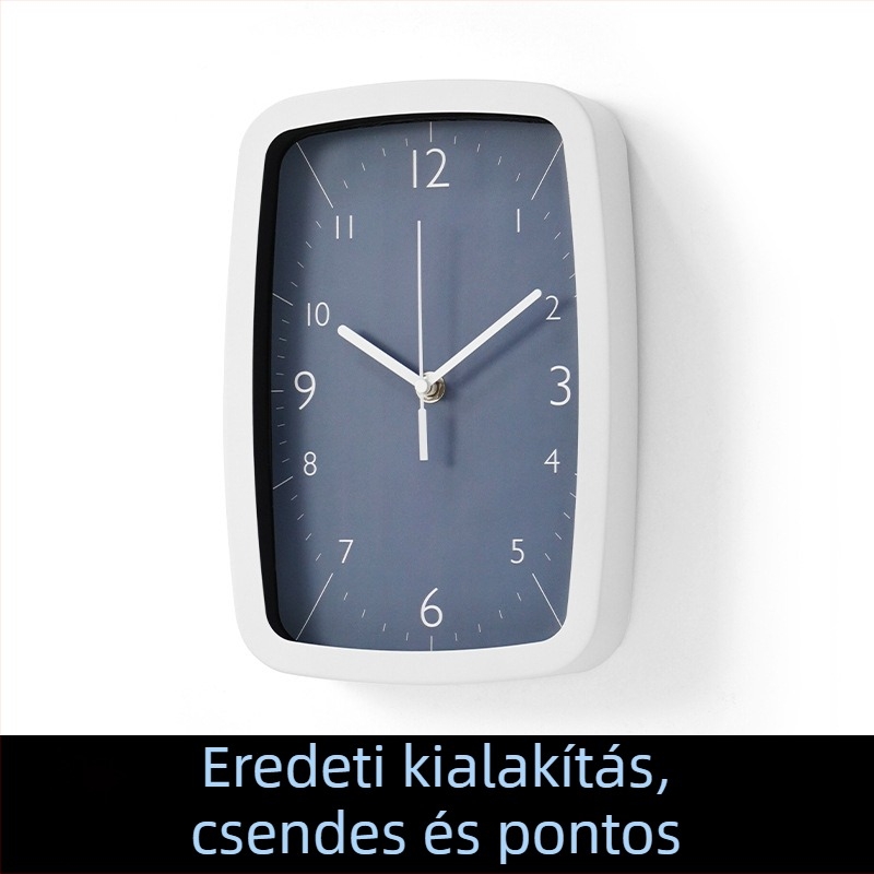 Fali óra MX613BL-6168S — téglalap alakú, sweep másodperces mozgás, fém ház, bevont papíralapú számlap, elemről működik