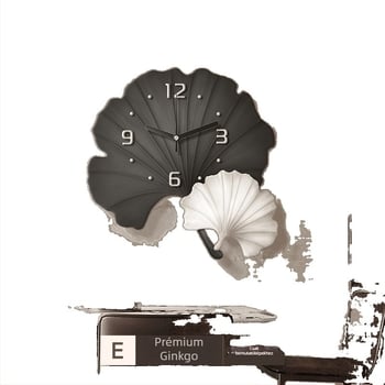 Fali óra ginkgo levél alakú virág dizájn-nal, ugró másodperces mozgás, analóg mutatók, külső tápegység