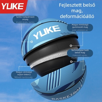 Edzés kosárlabda labda – gumi, Yuke márka, Zhejiang eredetű, alkalmas kosárlabdára és röplabdára