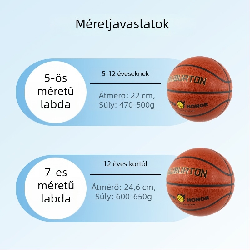 Kültéri kék PU kosárlabda – kopásálló, méretek 5/6/7, gyerekeknek, diákoknak és felnőtteknek, logó nyomtatva
