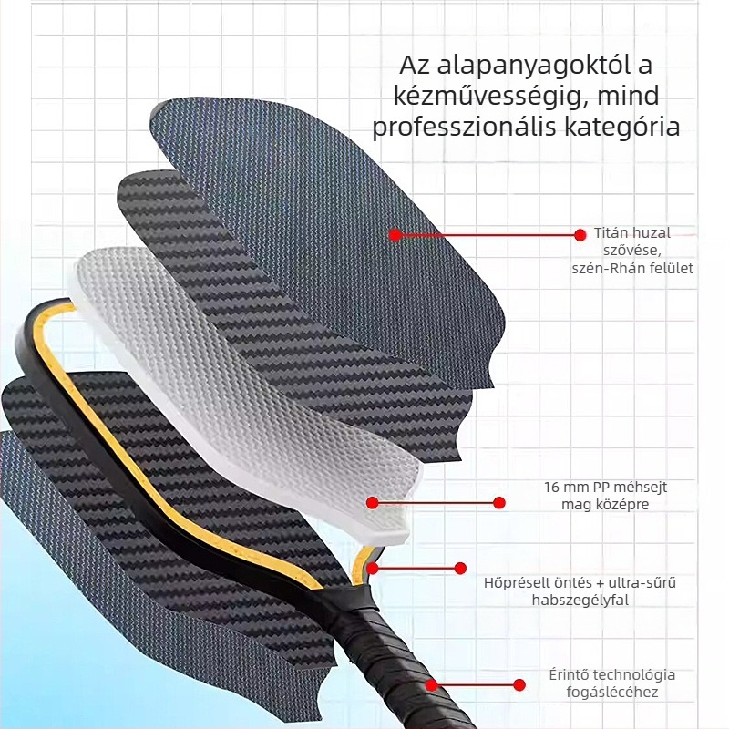 Pickleball ütő - teljes készlet, Lidakang, titánium huzal, Kevlar, szénszálas T700 (225 g)