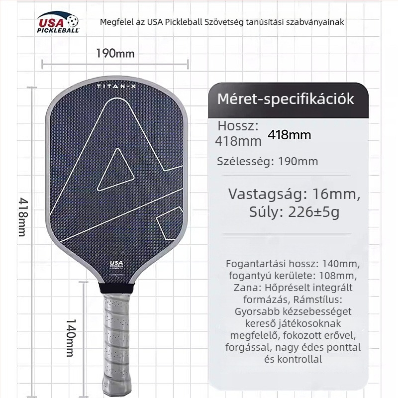Pickleball ütő - teljes készlet, Lidakang, titánium huzal, Kevlar, szénszálas T700 (225 g)