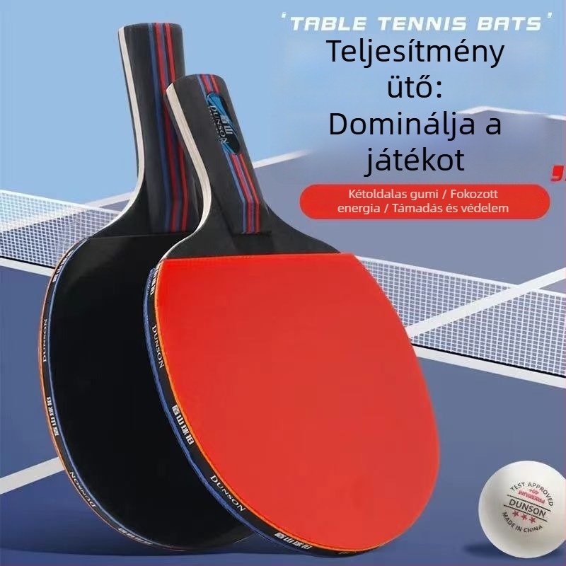 Kezdőknek szánt asztaliteniszütő készlet (2 db) – karbon szálas penge, ragasztó gumival, egyenes ütés
