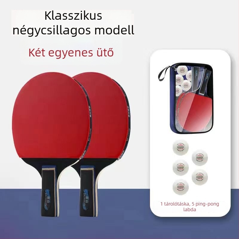 Kezdőknek szánt asztaliteniszütő készlet (2 db) – karbon szálas penge, ragasztó gumival, egyenes ütés