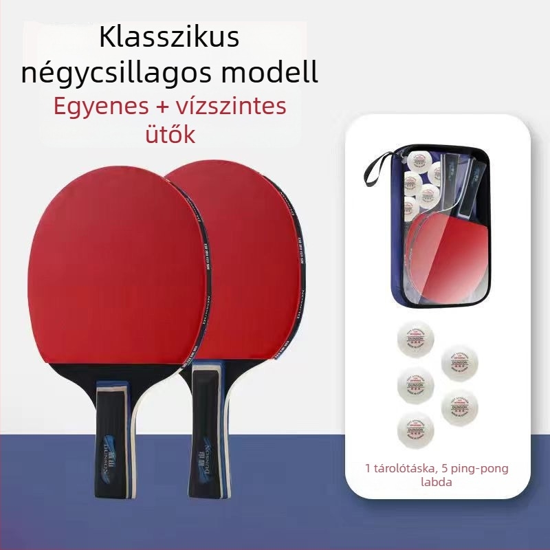 Kezdőknek szánt asztaliteniszütő készlet (2 db) – karbon szálas penge, ragasztó gumival, egyenes ütés