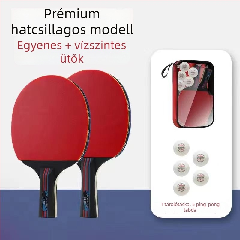 Kezdőknek szánt asztaliteniszütő készlet (2 db) – karbon szálas penge, ragasztó gumival, egyenes ütés
