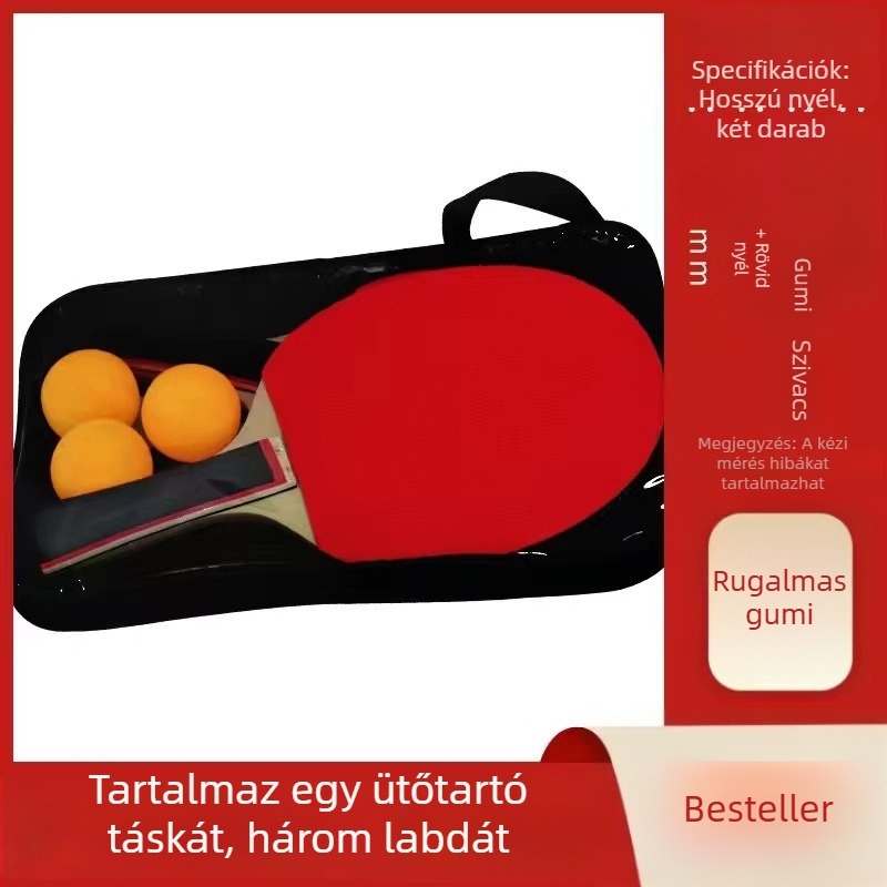 Iskolásoknak készült asztaliteniszütő, hosszú nyéllel, 2 darabos készlet, szénszálas